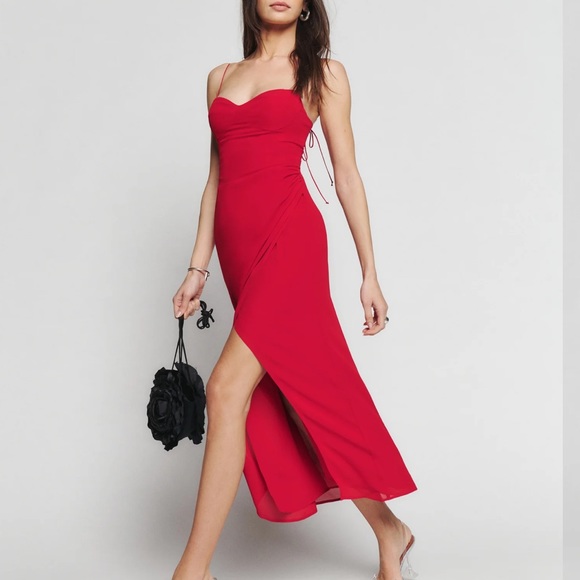 Reformation Kourtney Dress in RED - Picture 1 of 8